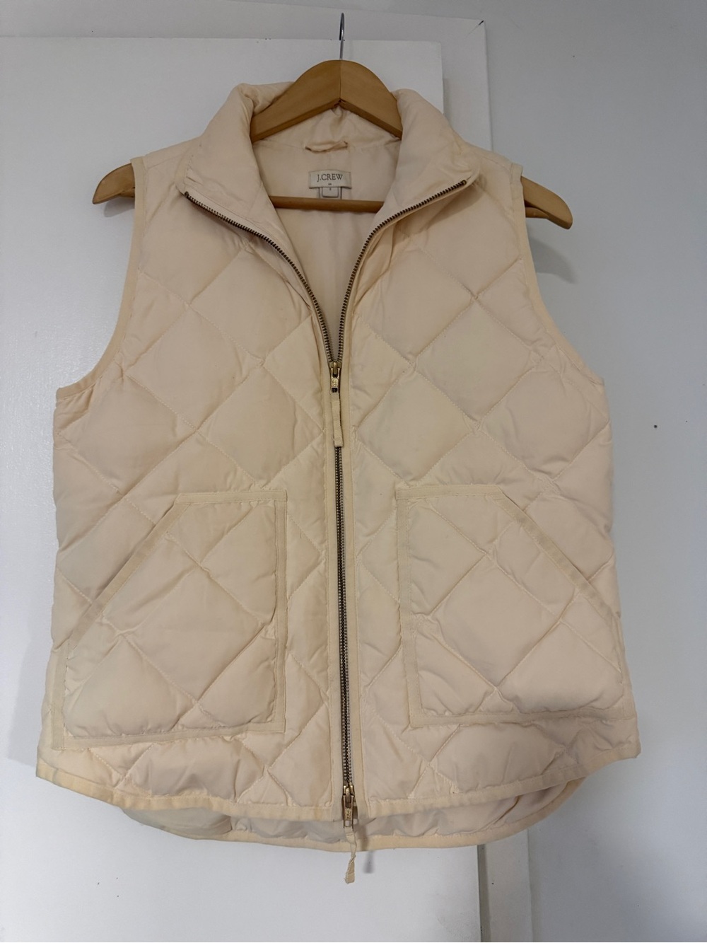 J. Crew Light Cream Quilted Puffer Vest